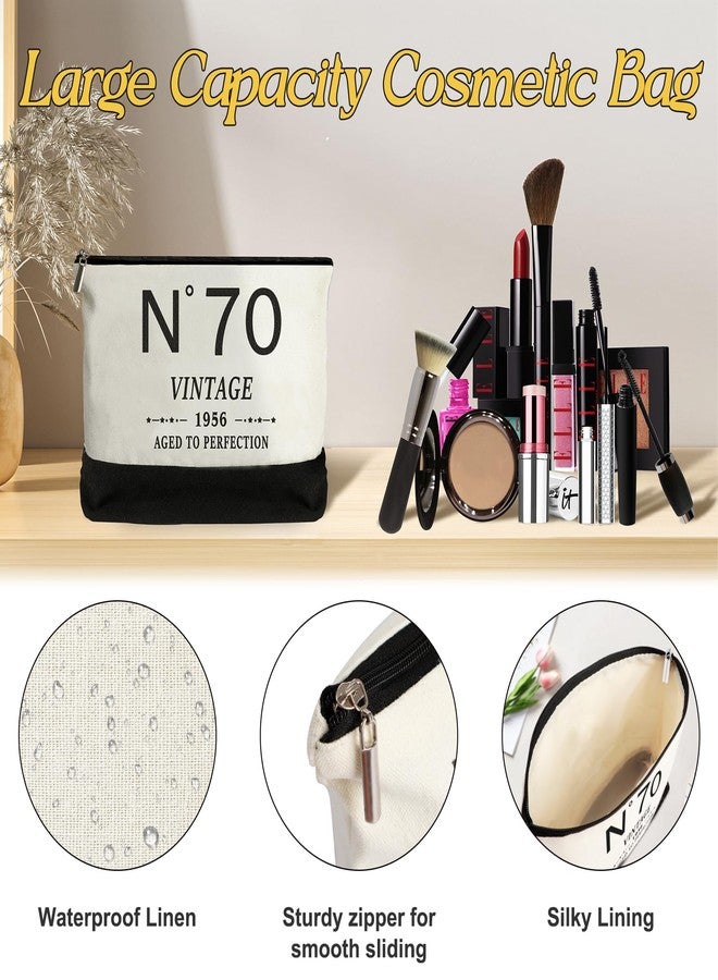 YeohJoy 70th Birthday Gifts for Women Canvas Tote Bag Travel Gear, Unique 70 Years Old Gifts for Wife Mom Sister Aunt Friends Her, Vintage N°70 Handbag & Cosmetic Bag & Back in 1956 Poster - Image 3